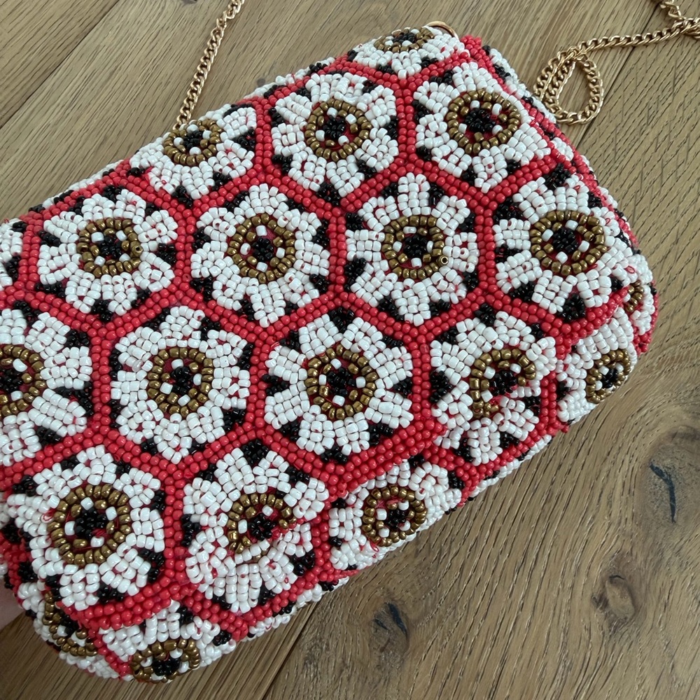 Anthropologie Beaded Floral Crossbody Bag / Clutch - Picture 2 of 13